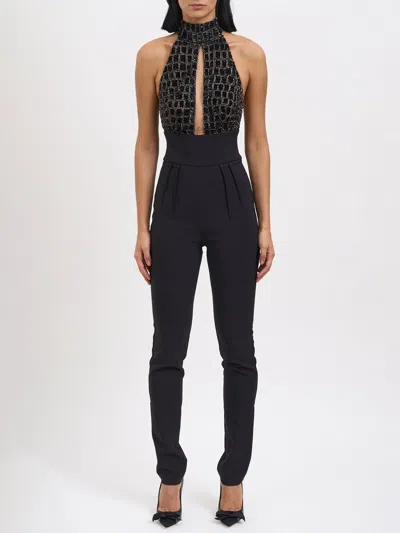 ELISABETTA FRANCHI ELISABETTA FRANCHI GEORGETTE JUMPSUIT WITH PIPING