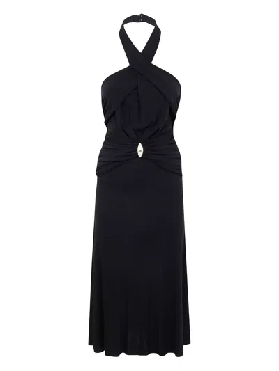 ELISABETTA FRANCHI HALTERNECK RUCHED DRESS