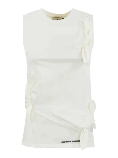 ELISABETTA FRANCHI JERSEY TANK TOP WITH BOWS
