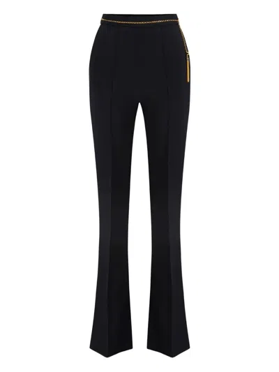 ELISABETTA FRANCHI LIGHTWEIGHT CREPE TROUSERS WITH JEWEL CHAIN