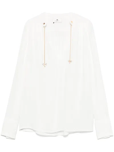 ELISABETTA FRANCHI LOGO-CHARMS GEORGETTE BLOUSE