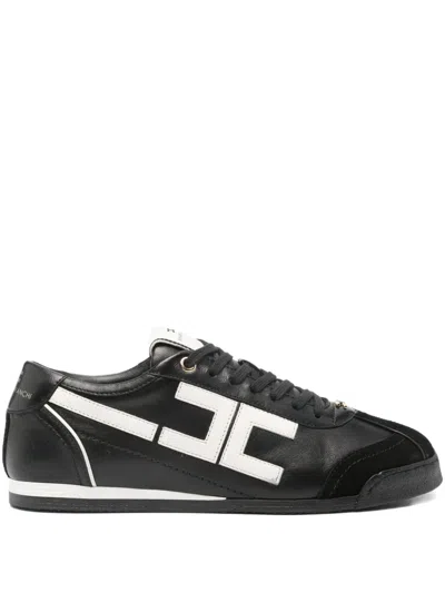 ELISABETTA FRANCHI LOGO-DETAIL LEATHER SNEAKERS