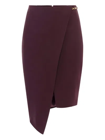 ELISABETTA FRANCHI LOGO-PLAQUE ASYMMETRICAL SKIRT