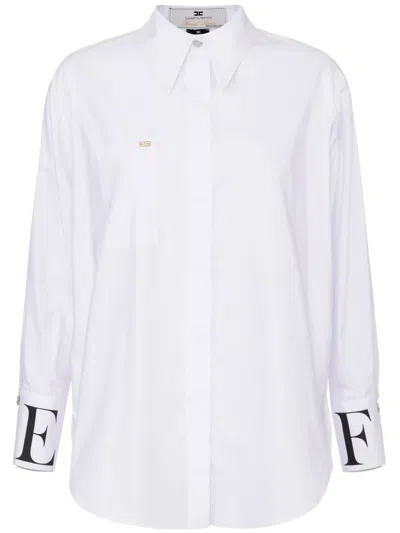 ELISABETTA FRANCHI LOGO-PRINT COTTON SHIRT