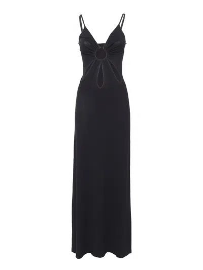 ELISABETTA FRANCHI LONG BLACK KNITTED DRESS