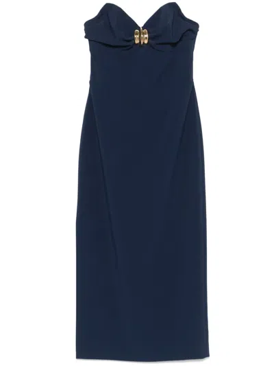 ELISABETTA FRANCHI MACRO-BOW CREPE MIDI DRESS