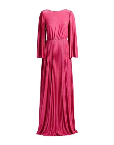 ELISABETTA FRANCHI ELISABETTA FRANCHI RED CARPET WOMAN MAXI DRESS FUCHSIA SIZE 4 VISCOSE, POLYESTER, POLYAMIDE, ELASTAN
