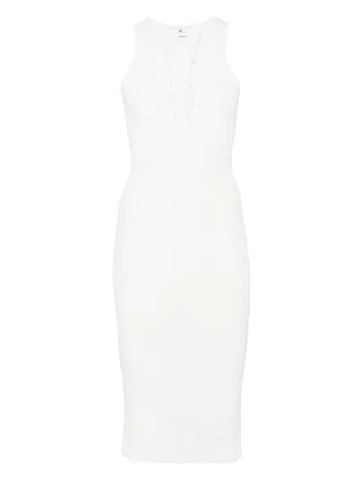 ELISABETTA FRANCHI RIBBED-KNIT MIDI DRESS