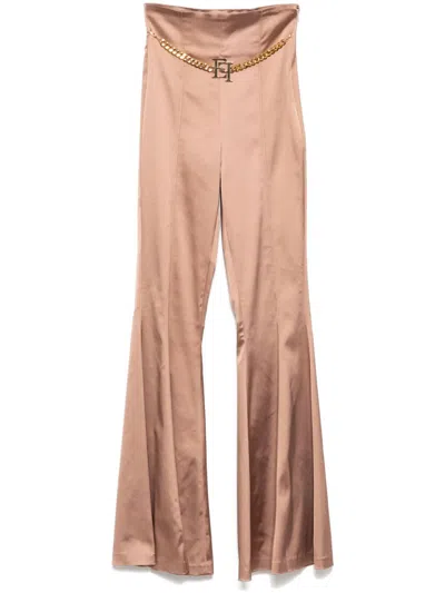 ELISABETTA FRANCHI SATIN FLARED TROUSERS
