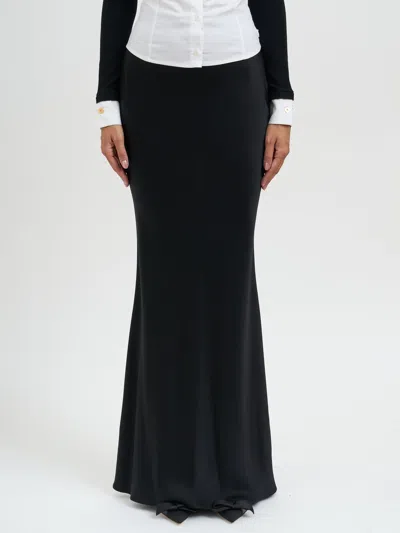 ELISABETTA FRANCHI ELISABETTA FRANCHI SATIN SKIRT WITH JEWEL DETAIL