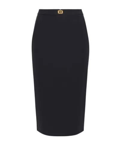 ELISABETTA FRANCHI ELISABETTA FRANCHI LOGO PLAQUE PENCIL MIDI SKIRT