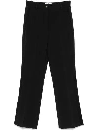 ELISABETTA FRANCHI SATIN-TRIM CREPE TROUSERS