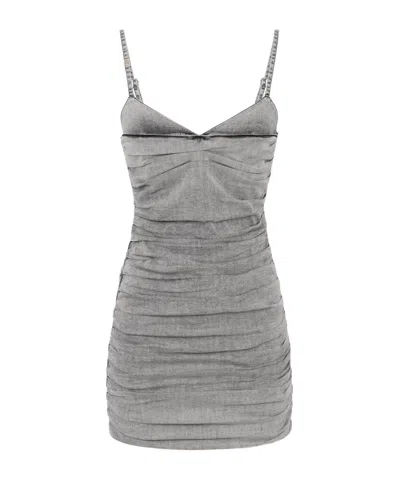 ELISABETTA FRANCHI ELISABETTA FRANCHI SHOULDER STRAPS DENIM MINI DRESS