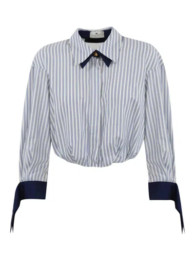 ELISABETTA FRANCHI STRIPED POPLIN SHIRT WITH KNOT