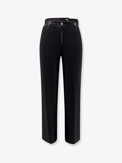 ELISABETTA FRANCHI TROUSERS WITH LOGOED BUTTON