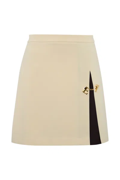 ELISABETTA FRANCHI TWO-TONE CREPE SKIRT