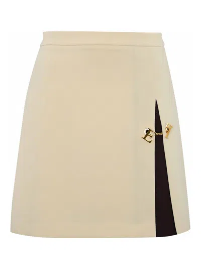 ELISABETTA FRANCHI TWO-TONE CREPE SKIRT