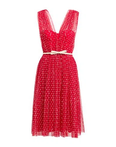 ELISABETTA FRANCHI ELISABETTA FRANCHI WOMAN MIDI DRESS RED SIZE 6 POLYESTER, POLYAMIDE, ELASTANE