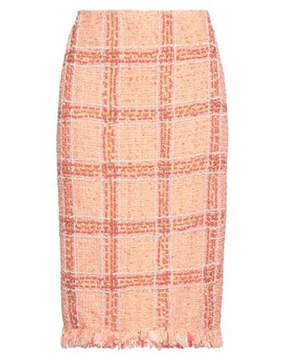 ELISABETTA FRANCHI ELISABETTA FRANCHI WOMAN MIDI SKIRT SALMON PINK SIZE 4 POLYAMIDE, VISCOSE