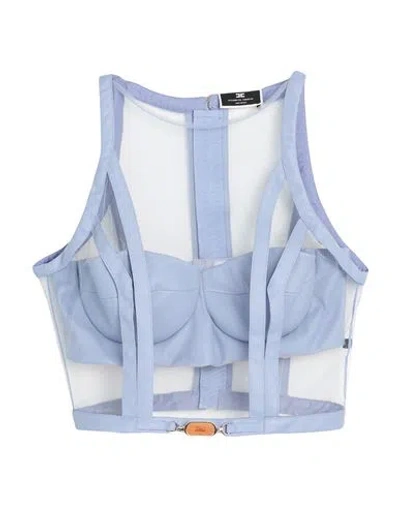 ELISABETTA FRANCHI ELISABETTA FRANCHI WOMAN TOP PASTEL BLUE SIZE 4 POLYAMIDE, POLYESTER, POLYURETHANE