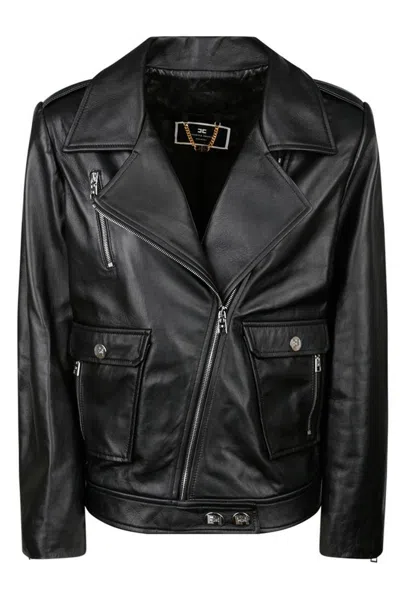 ELISABETTA FRANCHI ELISABETTA FRANCHI ZIPPED LEATHER BIKER JACKET