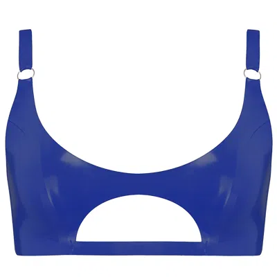 ELISSA POPPY WOMEN'S LATEX CUT OUT BRALETTE - BLUE