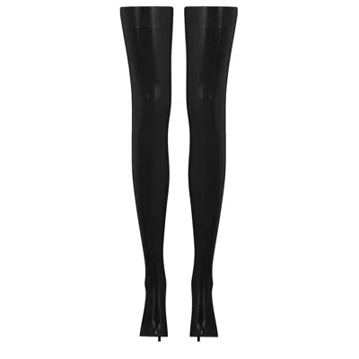 ELISSA POPPY WOMEN'S LATEX STOCKINGS - BLACK