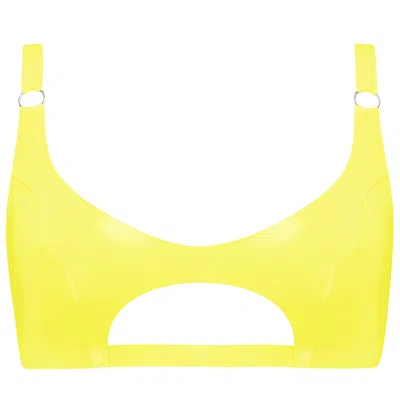 ELISSA POPPY WOMEN'S LATEX CUT OUT BRALETTE - YELLOW