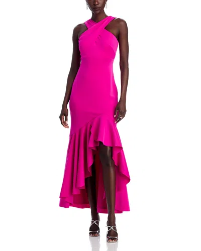 ELIZA J CRISSCROSS HALTER HIGH LOW DRESS