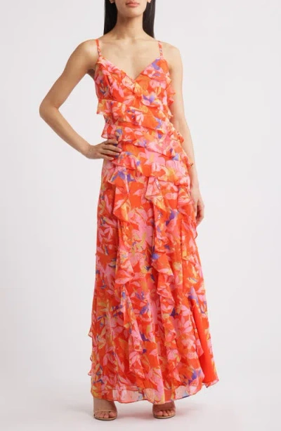ELIZA J ELIZA J FLORAL RUFFLE FIL COUPÉ MAXI DRESS