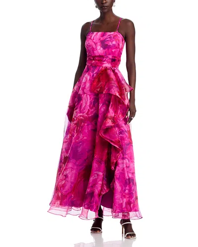 ELIZA J RUFFLED SIDE SLIT GOWN