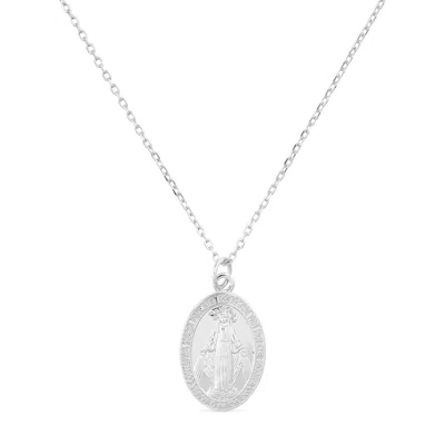 ELK & BLOOM WOMEN'S DAINTY STERLING SILVER VIRGIN MARY MIRACULOUS MEDAL CHOKER NECKLACE