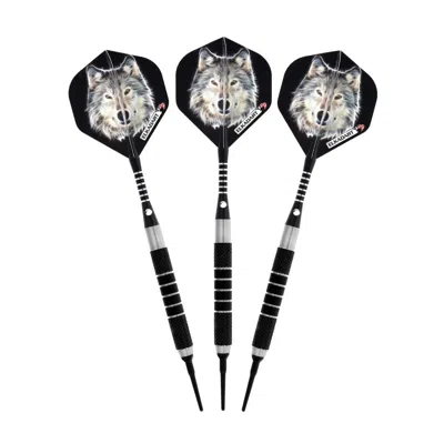 ELKADART LONE WOLF SOFT TIP DARTS SILVER WITH BLACK KNURLING - 18 G