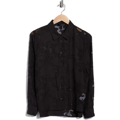 ELLEN TRACY ELLEN TRACY BURNOUT FLORAL BUTTON-UP SHIRT