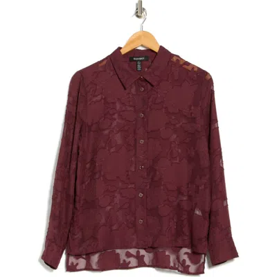 ELLEN TRACY ELLEN TRACY BURNOUT FLORAL BUTTON-UP SHIRT