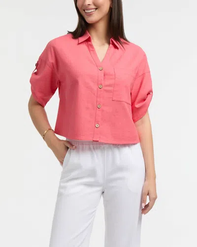 ELLEN TRACY WOMEN'S CAMP SHIRT WITH BUTTON FRONT