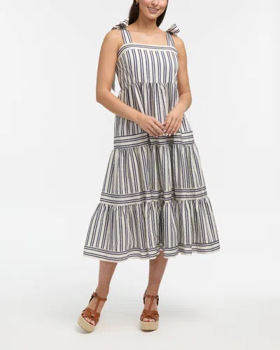 ELLEN TRACY WOMEN'S STRIPED TIERED MIDI DRESS