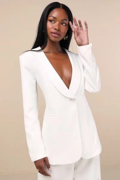 ELLIATT FLORENCE IVORY BUTTON-FRONT BLAZER