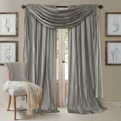 ELRENE HOME FASHIONS ATHENA 52 X 95 CRINKLED CURTAIN PANELS, PAIR WITH SCARF VALANCE