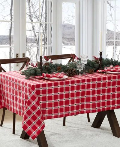 ELRENE SHERWOOD TREE DOBBY COTTON RECTANGLE TABLECLOTH, 120"X 60"
