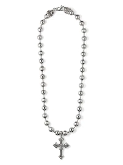 EMANUELE BICOCCHI CROSS-PENDANT BALL-CHAIN NECKLACE