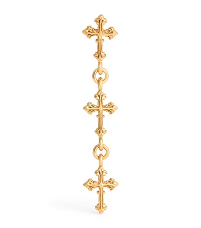 EMANUELE BICOCCHI GOLD-PLATED CROSS DROP SINGLE EARRING