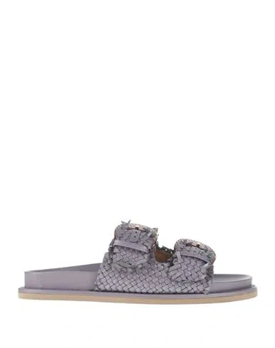 EMANUÉLLE VEE EMANUÉLLE VEE WOMAN SANDALS LILAC SIZE 8 LEATHER
