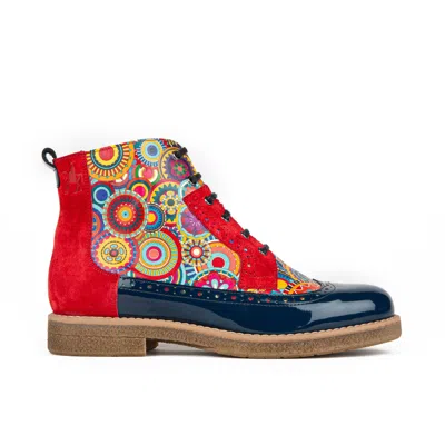 EMBASSY LONDON USA BLUE / RED HATTER - 'SIGNATURE' RED & NAVY - WOMEN'S ANKLE BOOT