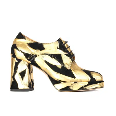 EMBASSY LONDON USA GOLD / BLACK ROULETTE PLATFORM - GOLD & BLACK - WOMENS DESIGNER HEELS