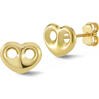 EMBER FINE JEWELRY EMBER FINE JEWELRY 14K YELLOW GOLD PERFORATED HEART STUD EARRINGS