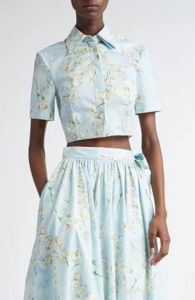 EMILIA WICKSTEAD EMILIA WICKSTEAD NATALIE FLORAL COTTON POPLIN CROP SHIRT