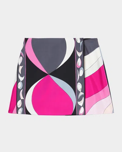 PUCCI PESCI PRINT SILK TWILL MINI WRAP SKIRT