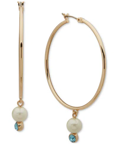 EMILY IN PARIS GOLD-TONE MUTI STONE MEDIUM HOOP EARRINGS, 1.88"