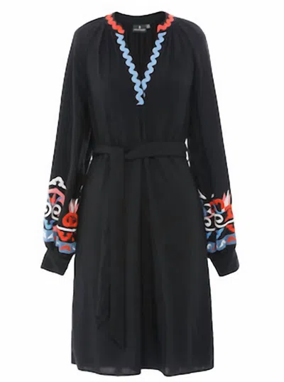 EMILY LOVELOCK VANEZA APPLIQUE SHORT DRESS IN BLACK